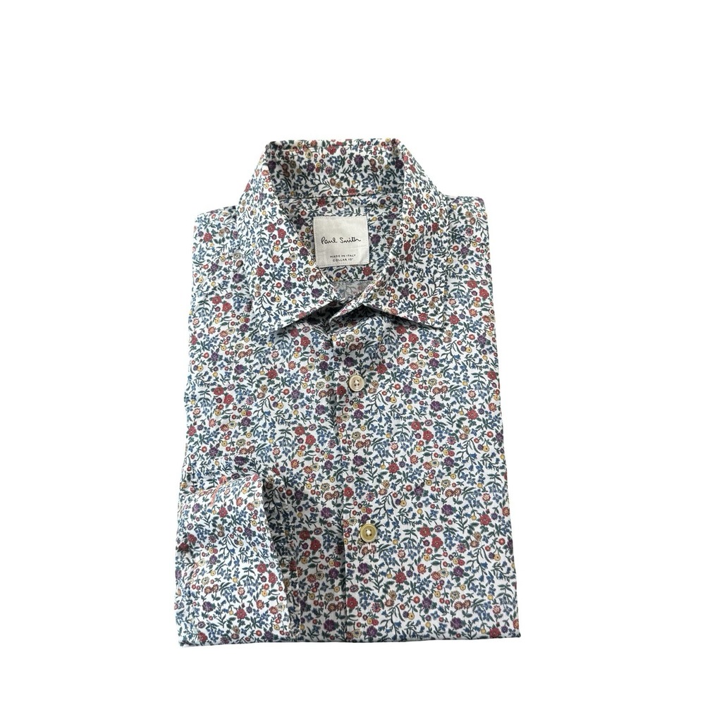 Paul Smith Men Multicolor Floral Lightweight LS Button Front Shirt Size 15 S